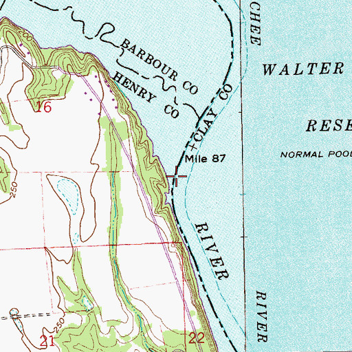 Topographic Map of Millers Woodyard Landing (historical), AL