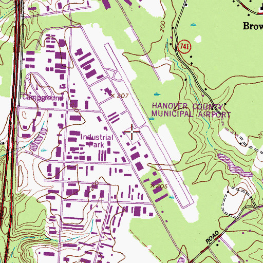Topographic Map of Hanover County Municipal Airport, VA