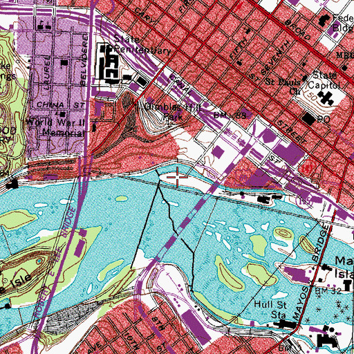 Topographic Map of Browns Island Heliport, VA