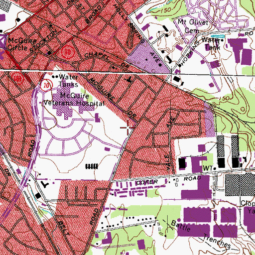 Topographic Map of McGuire Virginia Medical Center Heliport, VA