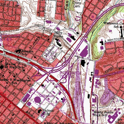 Topographic Map of MCV Heliport, VA
