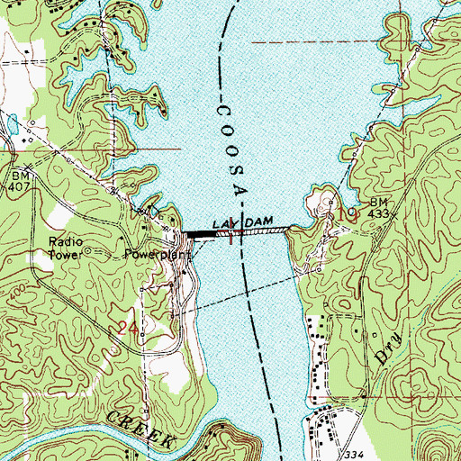 Topographic Map of Lock Twelve (historical), AL
