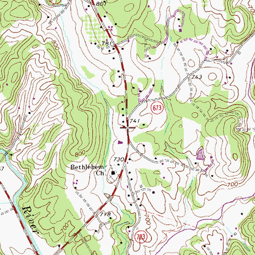 Topographic Map of Roseland Rescue Squad Heliport, VA
