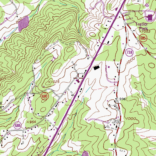 Topographic Map of Savage Farm Airport (historical), VA