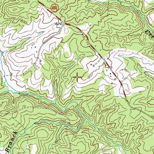Topographic Map of Breezy Knoll Airport, VA