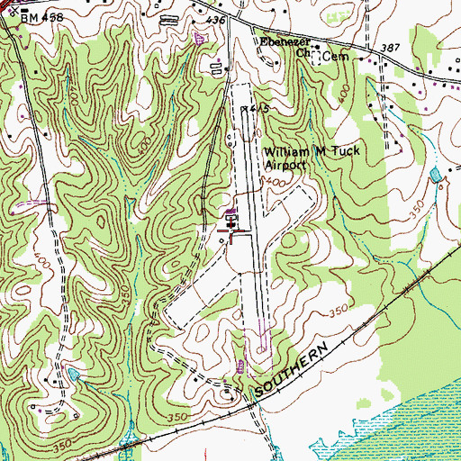 Topographic Map of William M Tuck Airport, VA
