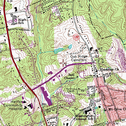 Topographic Map of South Boston Medical Heliport, VA