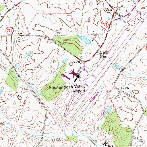 Topographic Map of Shenandoah Valley Regional Airport, VA