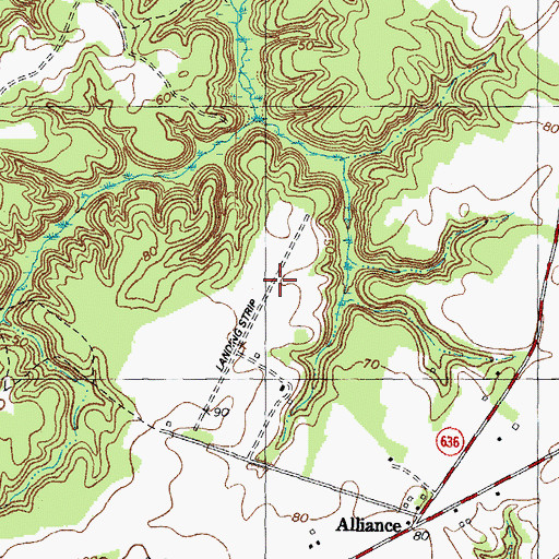 Topographic Map of Melville Airstrip, VA