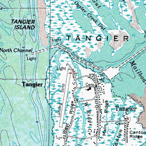 Topographic Map of Tangier Island Airport, VA