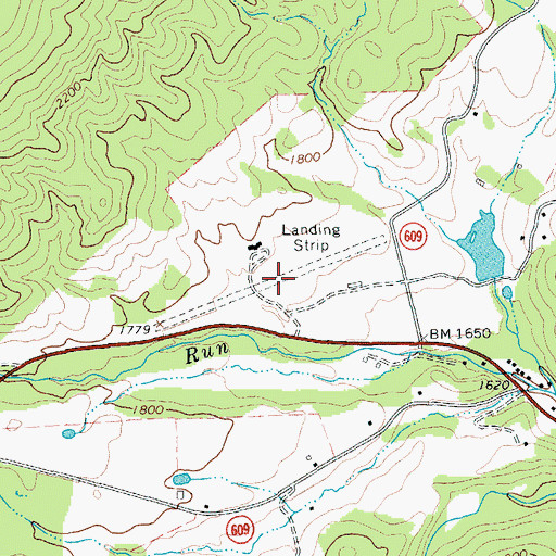 Topographic Map of Bath Alum Airport, VA