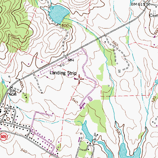 Topographic Map of The Meadows Airport, VA