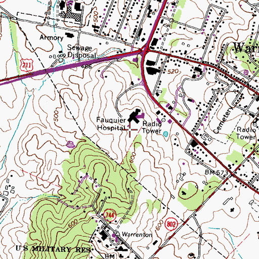 Topographic Map of Fauquier Hospital Emergency Transport Heliport, VA