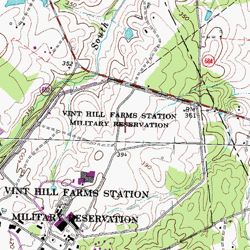 Topographic Map of Vint Hills Farm Station Heliport, VA