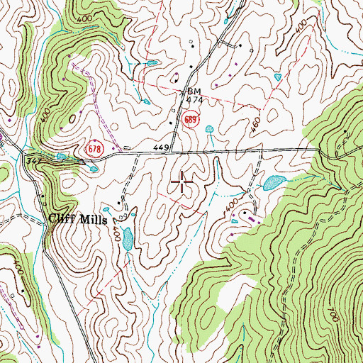Topographic Map of Fox Acres Airport, VA