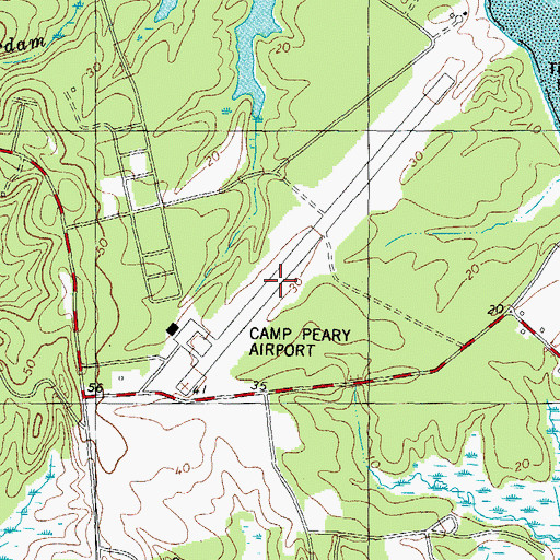 Topographic Map of Camp Peary Landing Strip, VA