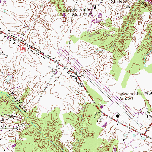 Topographic Map of Winchester Regional Airport, VA