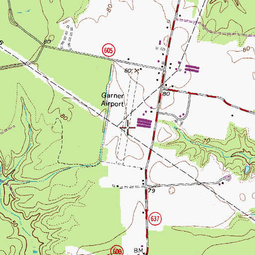 Topographic Map of Garner Airport, VA