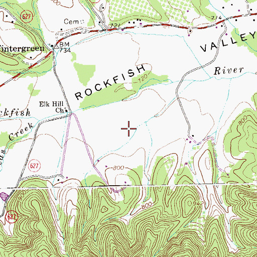 Topographic Map of Rockfish Airpark, VA
