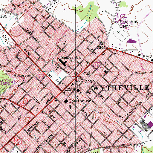 Topographic Map of Wythe County Community Hospital Heliport, VA