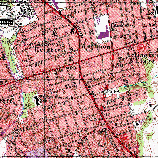 Topographic Map of South Post Office, VA