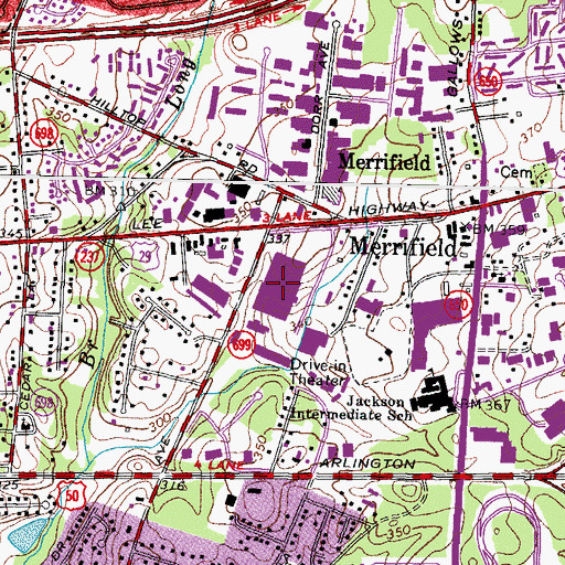 Topographic Map of Merrifield Post Office, VA