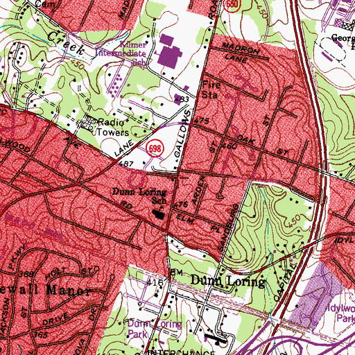 Topographic Map of Dunn Loring Post Office, VA