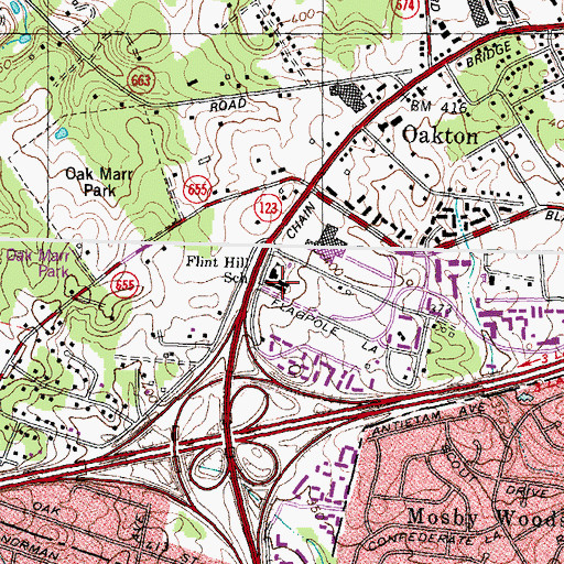 Topographic Map of Oakton Post Office, VA