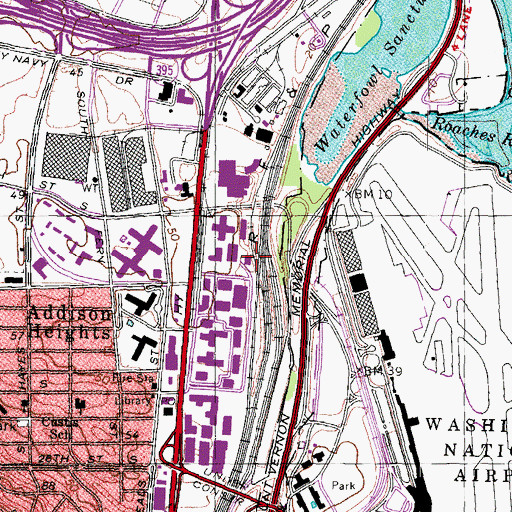 Topographic Map of Crystal City Post Office, VA