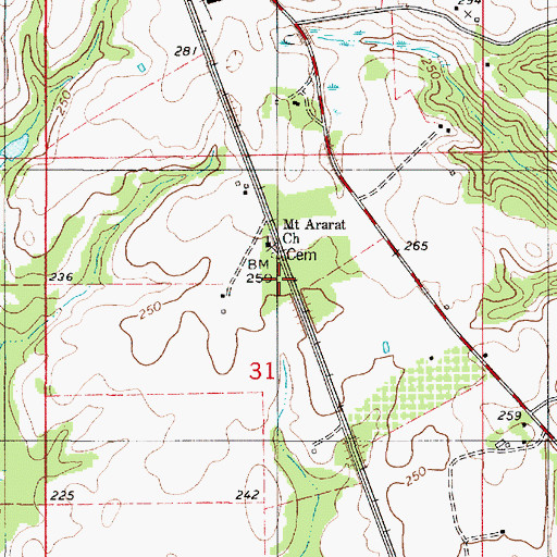 Topographic Map of Mount Ararat School (historical), AL