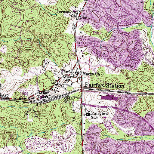 Topographic Map of Fairfax Station Post Office, VA