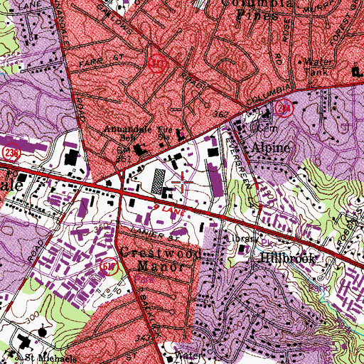Topographic Map of Annandale Post Office, VA