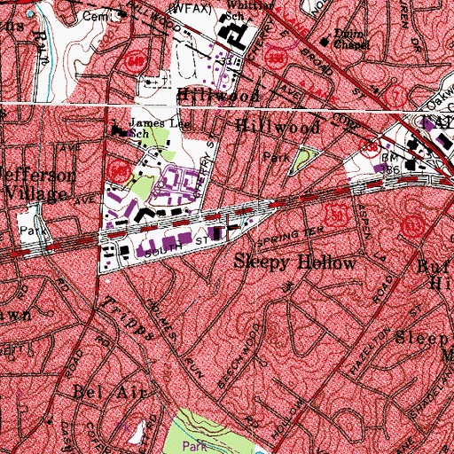Topographic Map of Mosby Financial Unit Post Office, VA