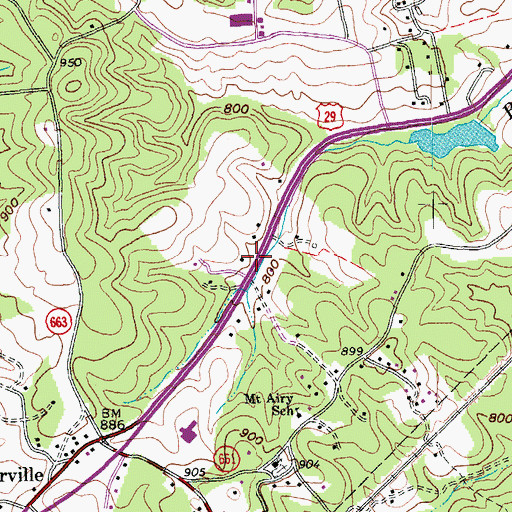 Topographic Map of WAMV-AM (Amherst), VA