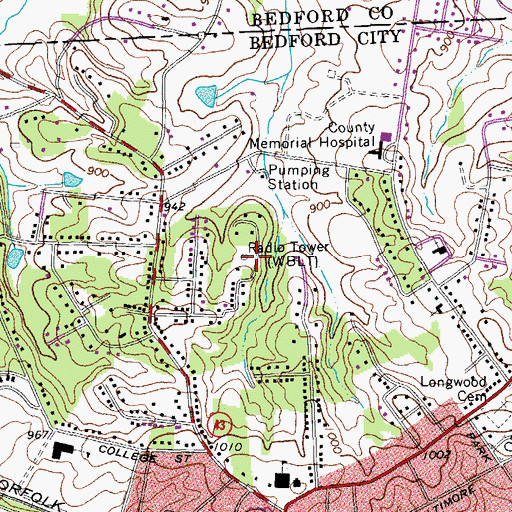 Topographic Map of WBLT-AM (Bedford), VA