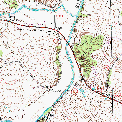 Topographic Map of WNLR-AM (Churchville), VA