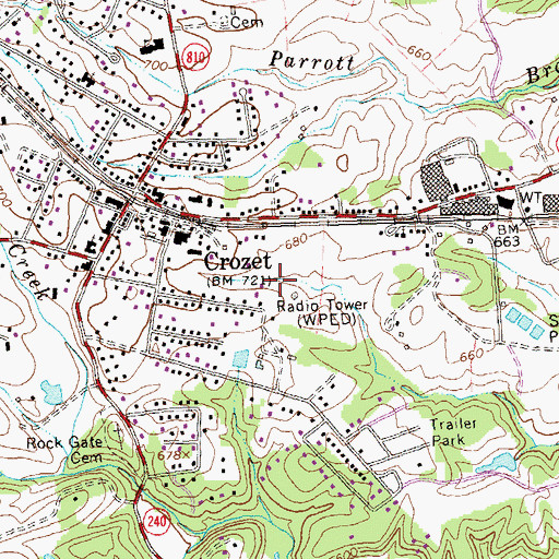 Topographic Map of WCYK-AM (Crozet), VA