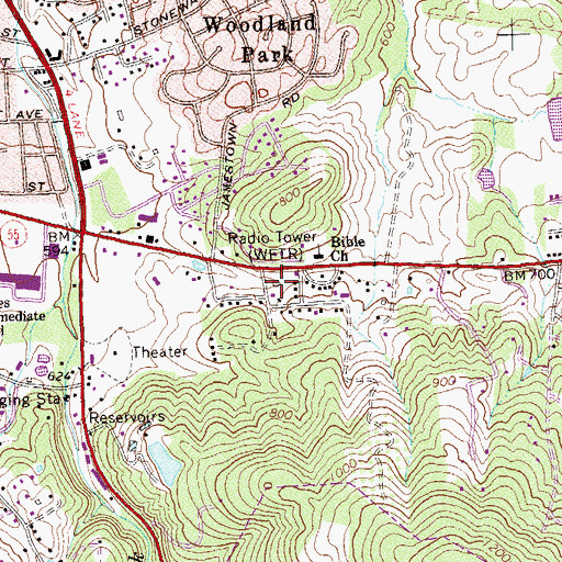 Topographic Map of WFTR-AM (Front Royal), VA