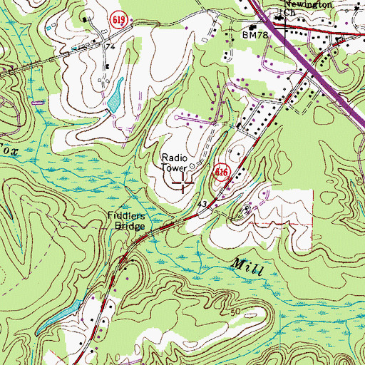 Topographic Map of WXGM-AM (Gloucester), VA