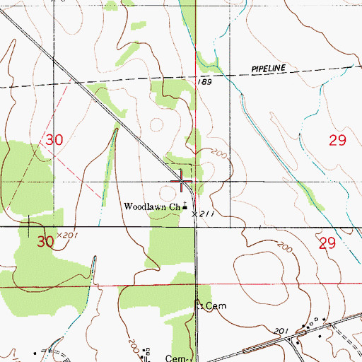Topographic Map of Woodland School (historical), AL