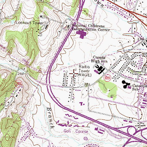 Topographic Map of WAGE-AM (Leesburg), VA