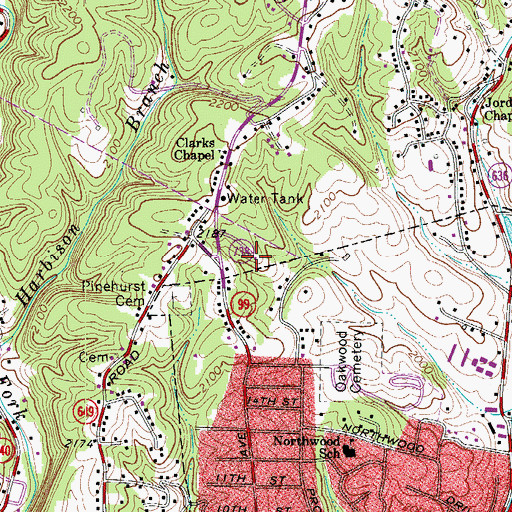 Topographic Map of WBLB-AM (Pulaski), VA