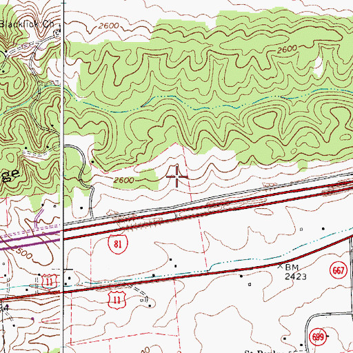 Topographic Map of WCRR-AM (Rural Retreat), VA
