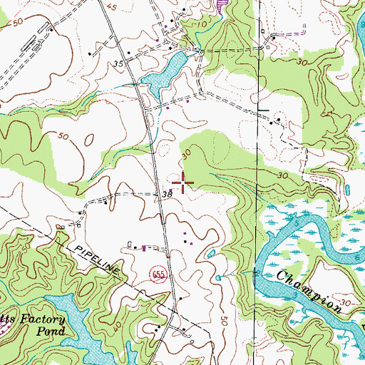 Topographic Map of WKGM-AM (Smithfield), VA