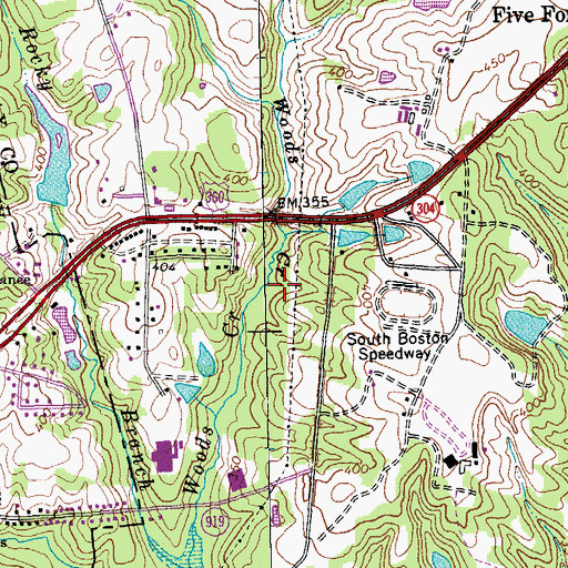 Topographic Map of WSBV-AM (South Boston), VA