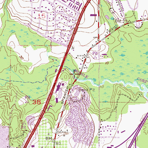 Topographic Map of Halls Mill (historical), AL