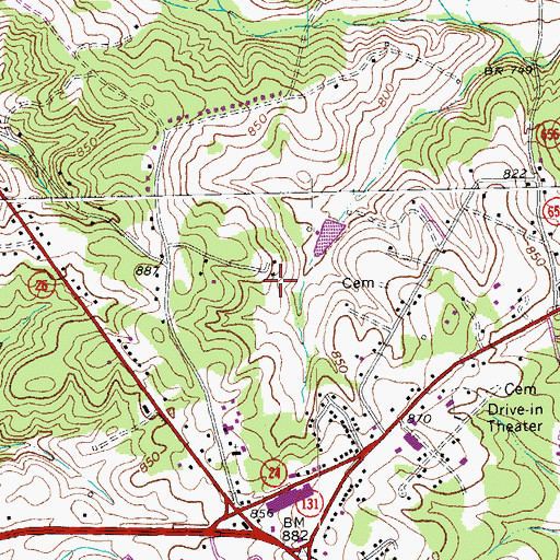 Topographic Map of WTTX-FM (Appomattox), VA
