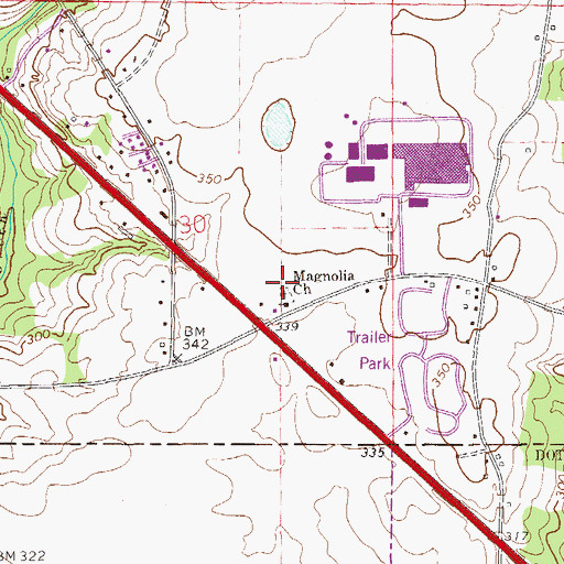 Topographic Map of Magnolia Cemetery, AL