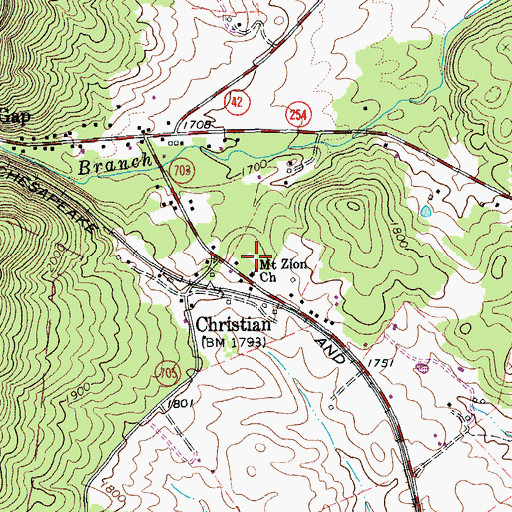 Topographic Map of WSKO-FM (Buffalo Gap), VA