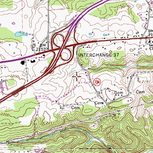 Topographic Map of WFNR-FM (Christiansburg), VA